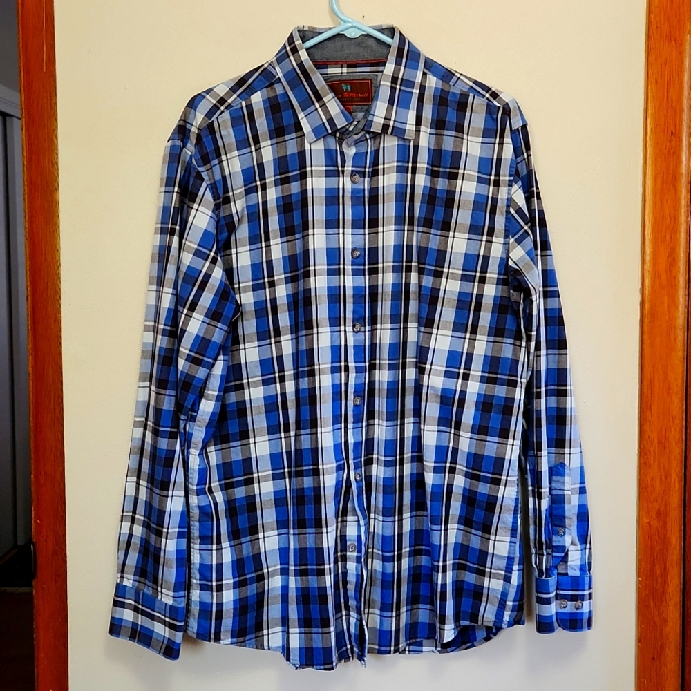 Men's James Tattersall cotton longsleeve shirt - blue